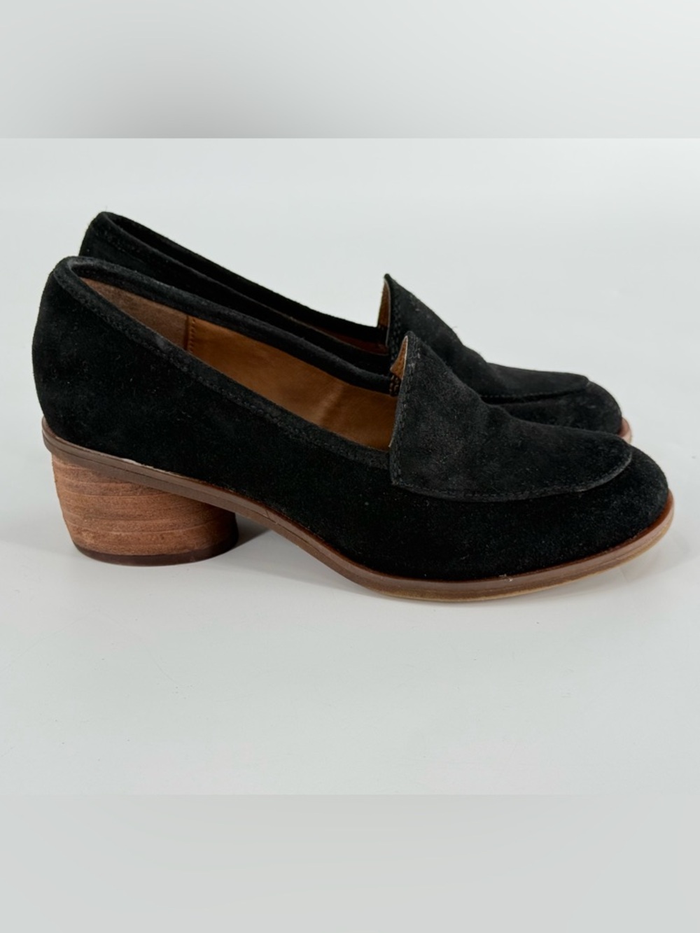Sofft Cassia Black Suede Block Heeled Loafers 6